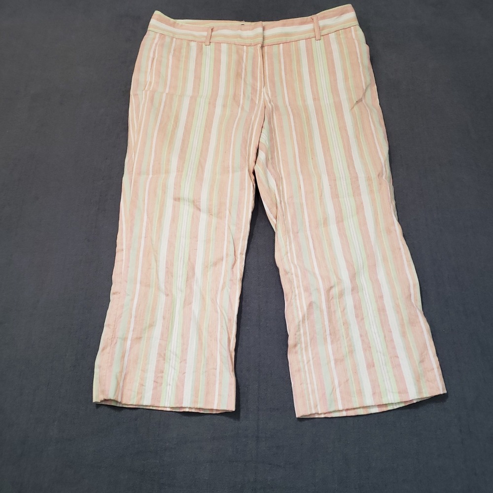 Ellie Tahari Capri Womens Size 4‎ Cotton Linen Striped